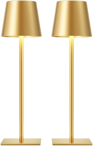 Gold Cordless Rechargeable Table Lamp, 2 Pack Portable Desk Lamp with 5000mAh Battery, Touch Cont... | Amazon (US)