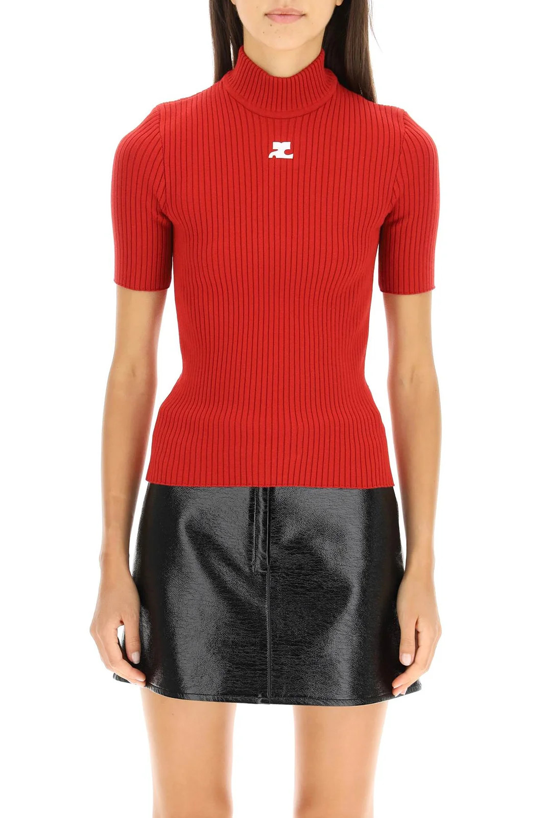 Courrèges Reedition Short-Sleeved Ribbed Jumper | Cettire Global