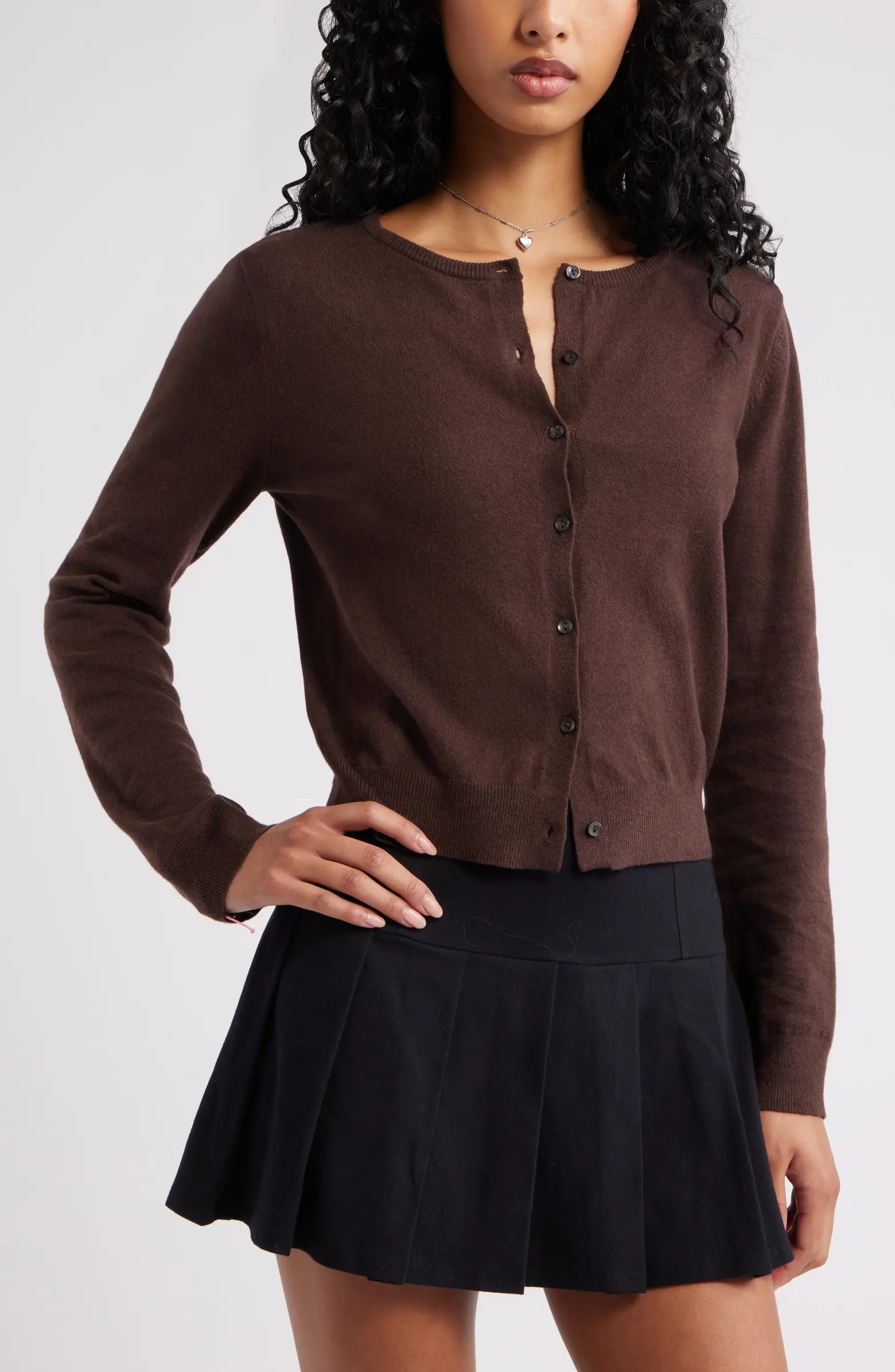 BP. Crewneck Cotton Blend Cardigan | Nordstrom | Nordstrom