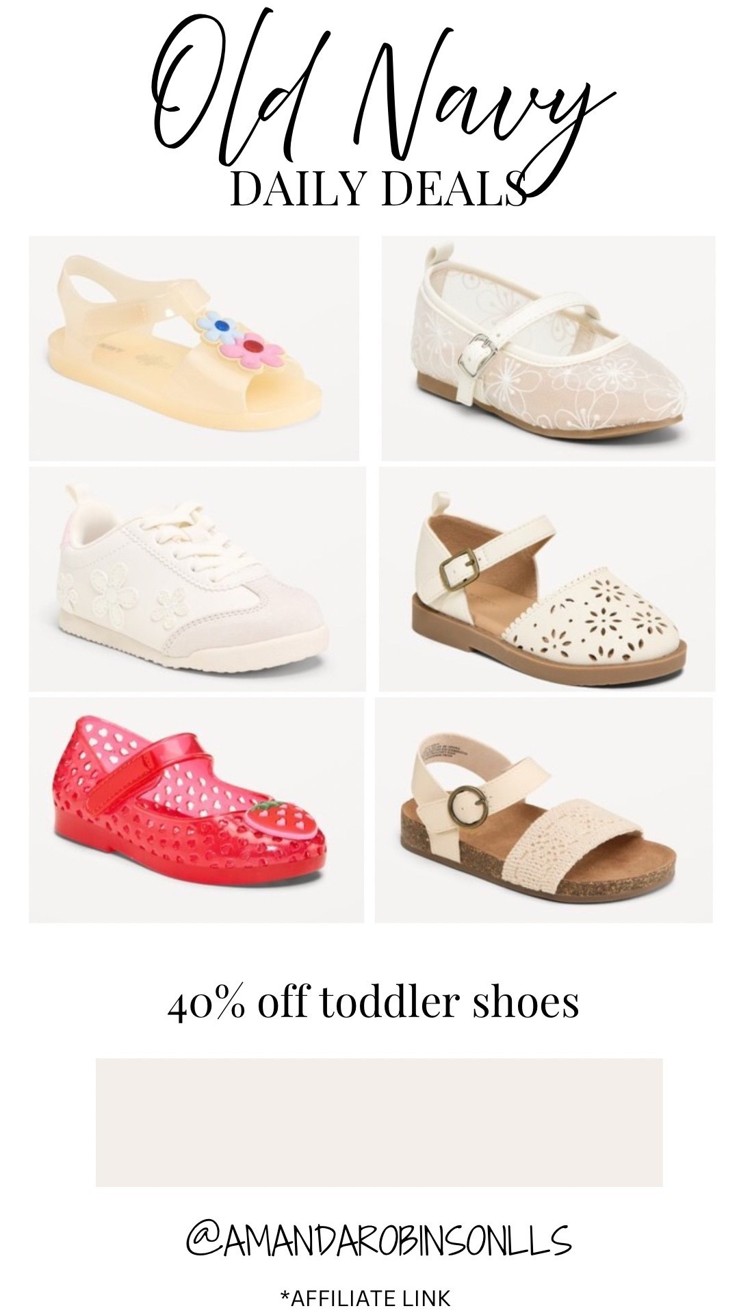 Old navy deals
40% off Toddler shoes 

#LTKKids #LTKSaleAlert