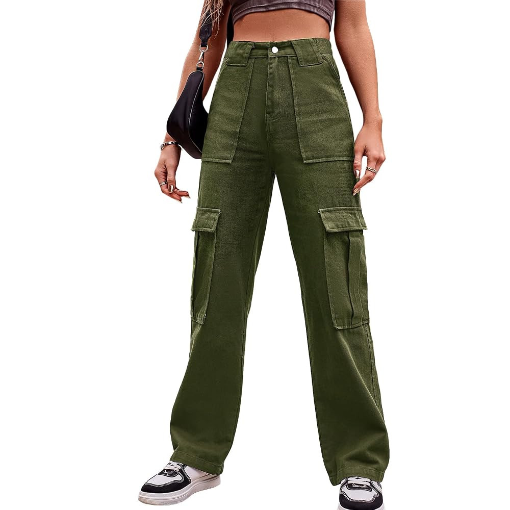 THWEI Cargo Pants for Women High Waisted Casual Baggy Stretchy Wide Leg Y2K Streetwear with 6 Poc... | Amazon (US)