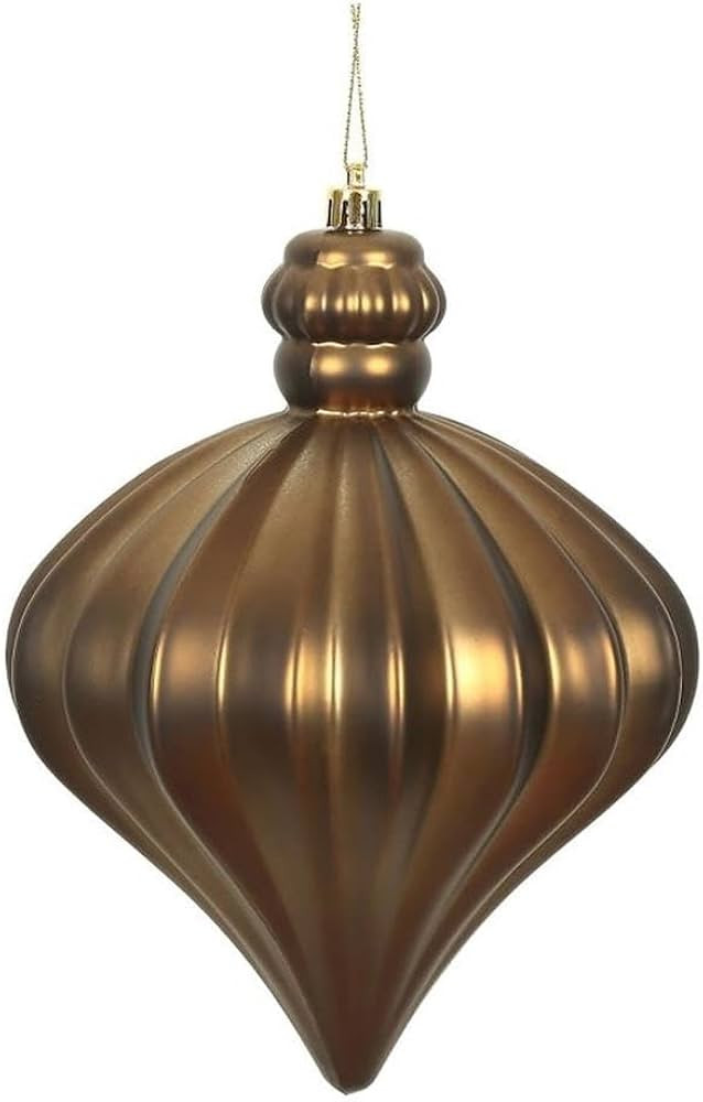 Pemberly Row 6" Onion Drop Christmas Ornaments in Matte Mocha Brown (Set of 4) | Amazon (US)