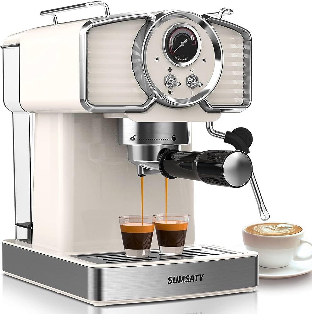 Espresso Coffee Machine 20 Bar, Retro Espresso Maker with Milk Frother Steamer Wand for Cappuccin... | Amazon (US)