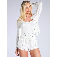 Boux Avenue Heart ribbed three-piece short pyjama set - Cream - 18 | Boux Avenue (UK)