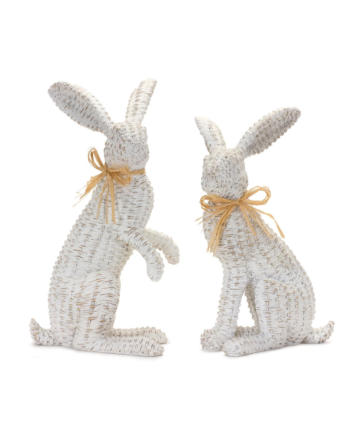 Slickblue Wicker Rabbit Statue (Set of 2) - White, Brown | Macy's
