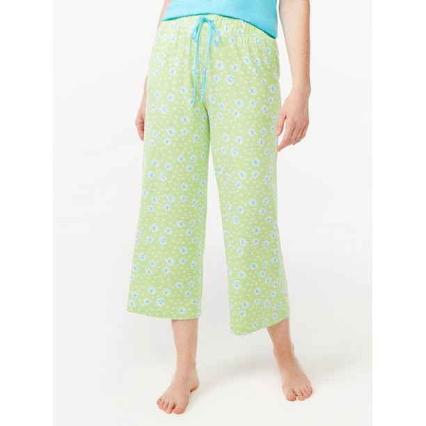 Joyspun Women's Cropped Knit Sleep Pants, Sizes S to 3X | Walmart (US)
