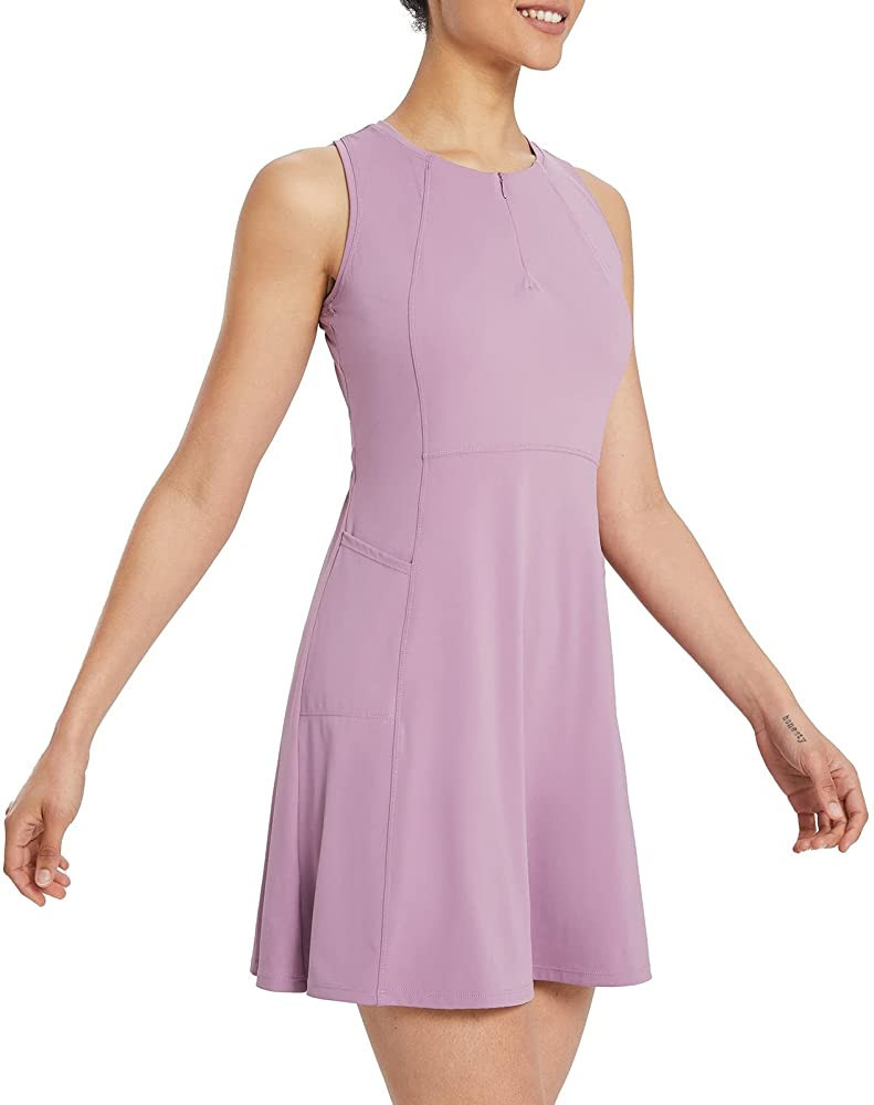 BALEAF Women's Workout Tennis Dress Golf Sleeveless Workout Dress with Shorts UPF 50+ 4 Pockets S... | Amazon (US)