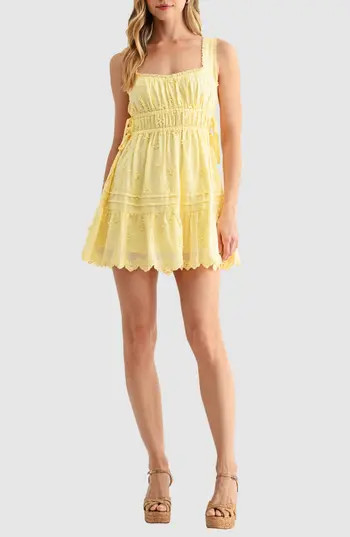 All in Favor 3D Floral Embroidered Minidress in Butter Yellow at Nordstrom Rack, Size Small | Nordstrom Rack