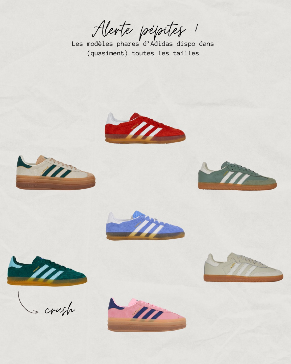 Sélection de baskets Adidas ultra tendance et disponibles dans quasiment toutes les tailles sur le site Courir 🙌🏻

#LTKSeasonal #LTKshoecrush #LTKeurope