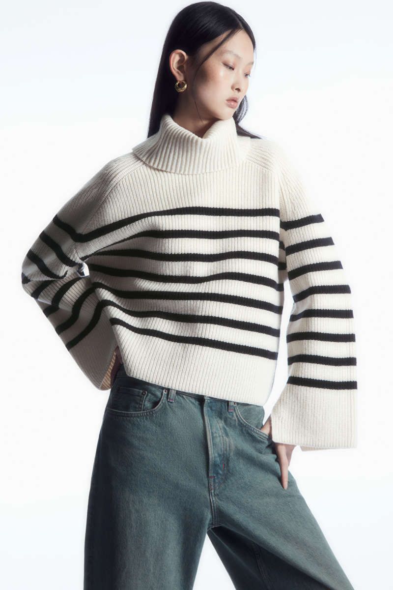 STRIPED WOOL ROLL-NECK JUMPER | COS UK