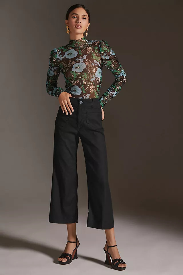 Maeve The Colette Cropped Linen Wide-Leg Pants | Anthropologie (US)