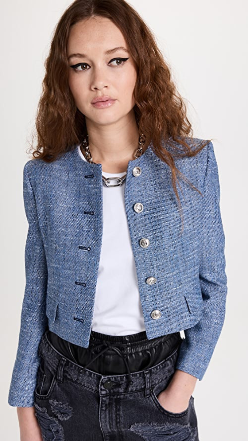 Round Neck Crop Tweed Jacket | Shopbop