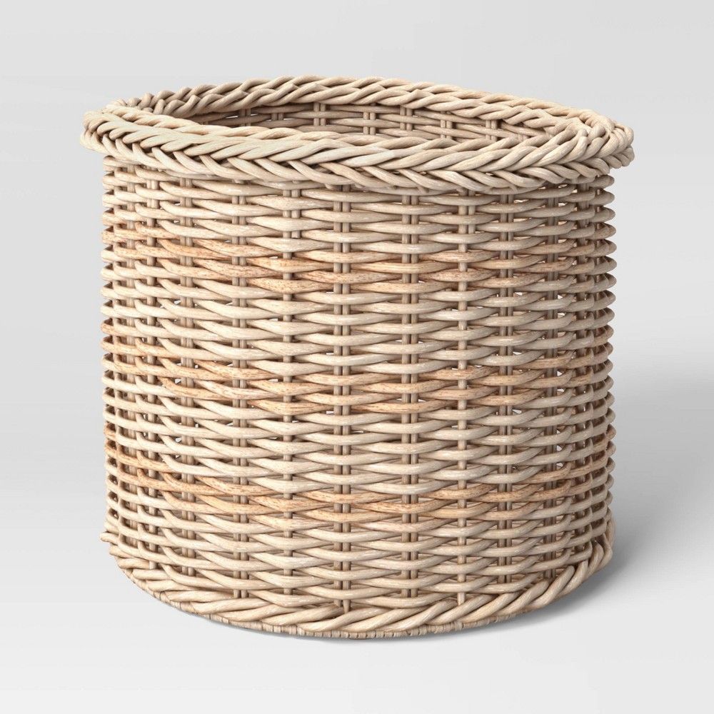 Tapered Outdoor Variegated Manmade Rattan Decorative Basket 10"" x 14"" - Threshold designed with St | Target