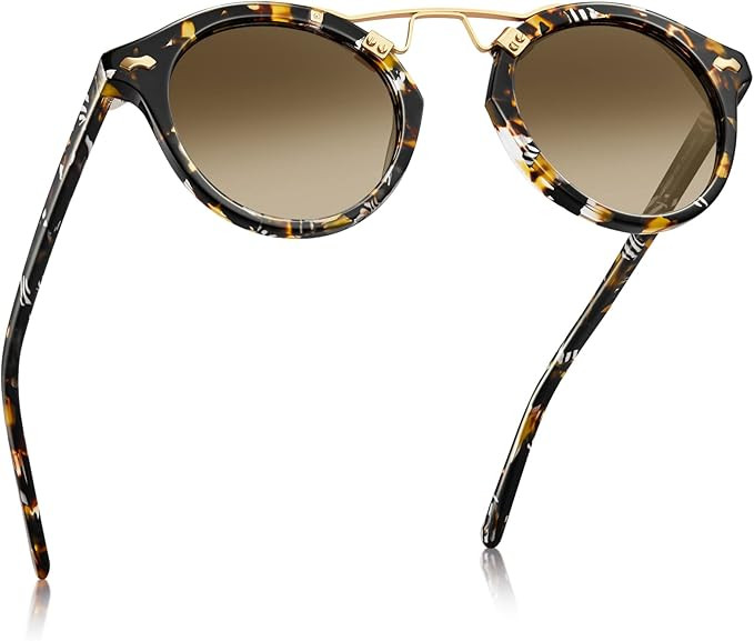 CARFIA Double Bridge Small Acetate Sunglasses for Women Polarized, Retro Metal Brow Ladies Sunnie... | Amazon (US)