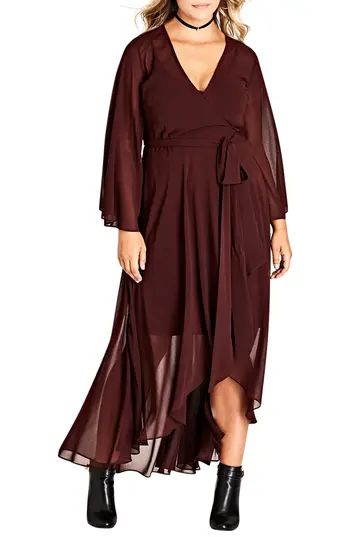 Plus Size Women's City Chic 'Fleetwood' Maxi Dress, Size X-Small - Burgundy | Nordstrom