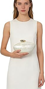 Shell Shape Acrylic Clutch Trendy Metallic Acrylic Evening Bag Shiny Egg Purses and Handbags for ... | Amazon (US)