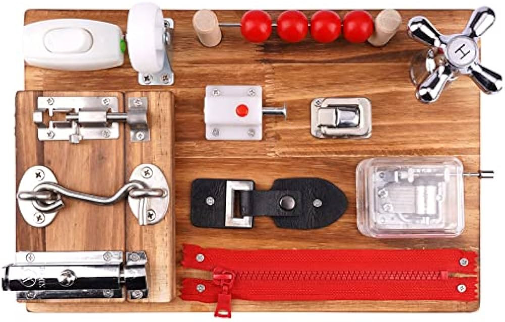 Busy Board for Toddlers Wooden Montessori Toys,Travel Toy Sensory Fidget Board Activity Board for... | Amazon (US)