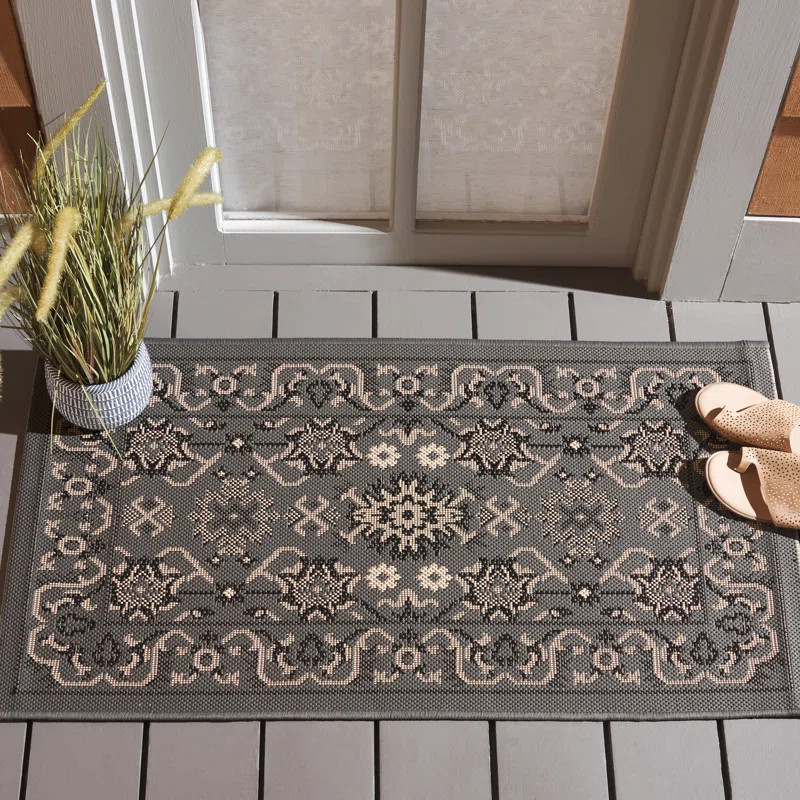 Charlton Home Floral Grey/Cream Area Rug | Wayfair North America