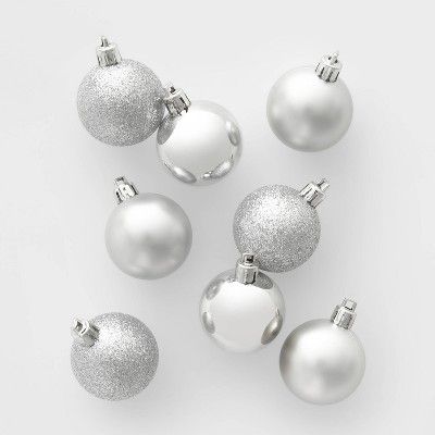 24ct 40mm Christmas Ornament Set Silver - Wondershop™ | Target