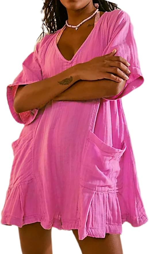 Zontroldy Women's Casual V Neck One Piece Jumpsuit Shorts Summer Short Romper Dresses with Pocket... | Amazon (US)