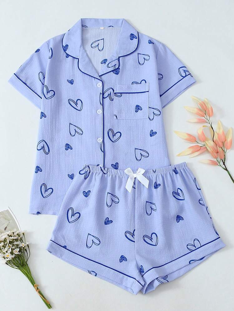 Blue heart PJS | SHEIN