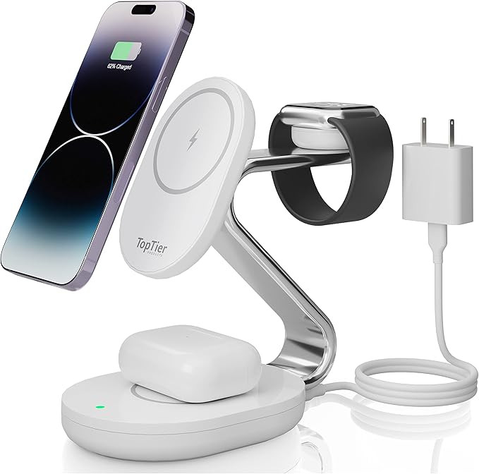 TopTier 3 in 1 Magsafe Wireless Charging Station, Metal Design, iPhone Apple Watch Airpods, Magsa... | Amazon (US)