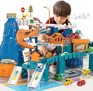 TEMI Boys Race Track Car Garage Parking Adventure Toy Gifts 3 4 5 6 7 8 9 Years Old Boys Girls To... | Amazon (US)