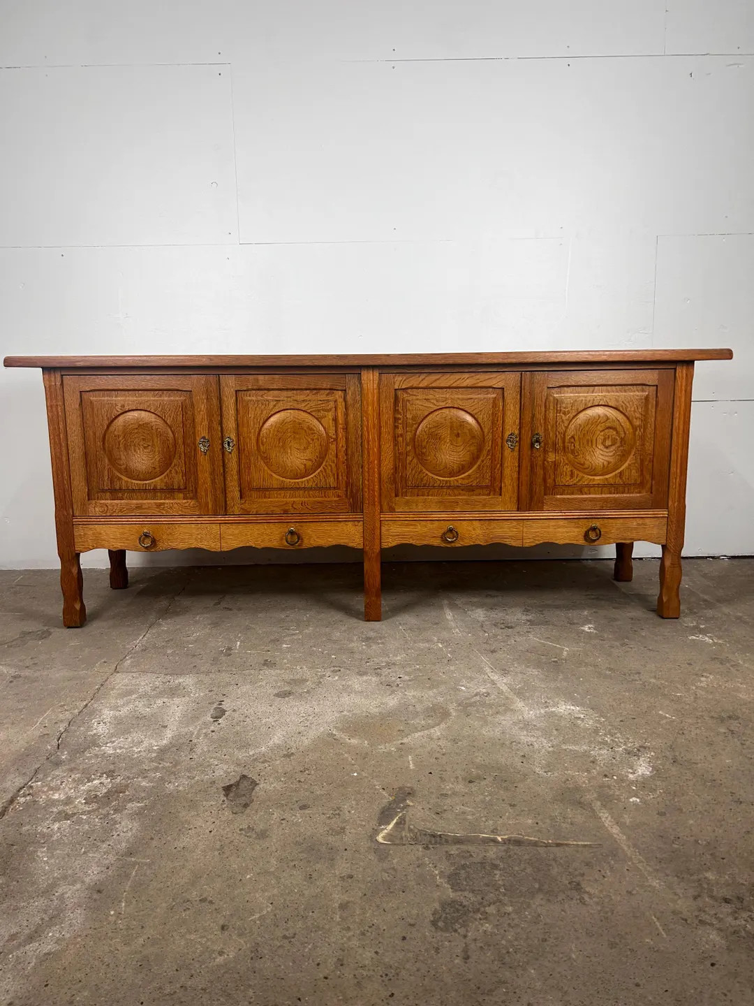 Danish Oak Rustic Brutalist Sideboard |  Henning Kjaernulf attrib | Denmark, 1960s | Etsy (US)