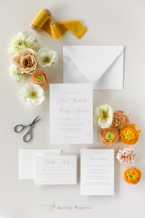 ARIA - Modern Calligraphy Wedding Invitation Suite Template Printable Download, You Edit in TEMPL... | Etsy (US)