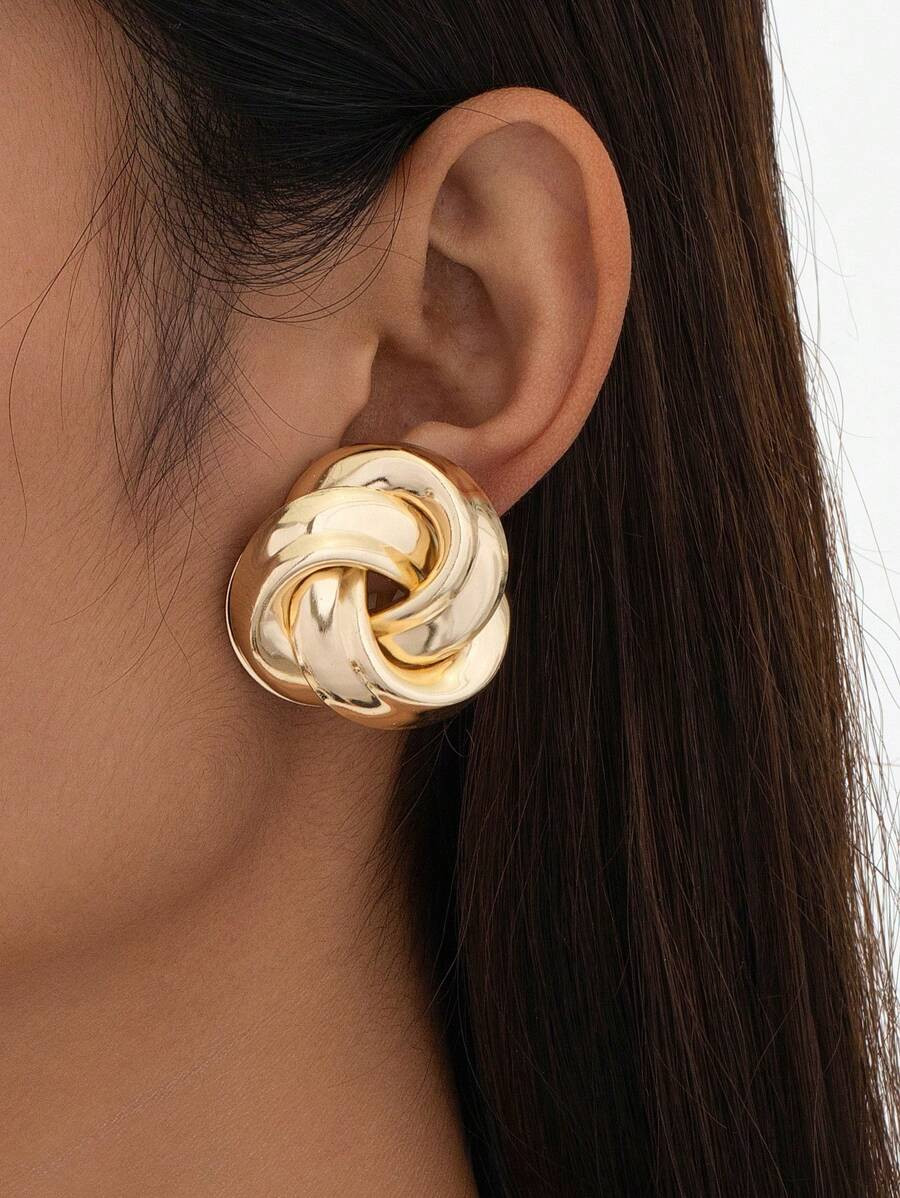 1pair Fashionable Simple Irregular Geometric Twisted Knot Clip Earrings For Women, Holiday Mother... | SHEIN