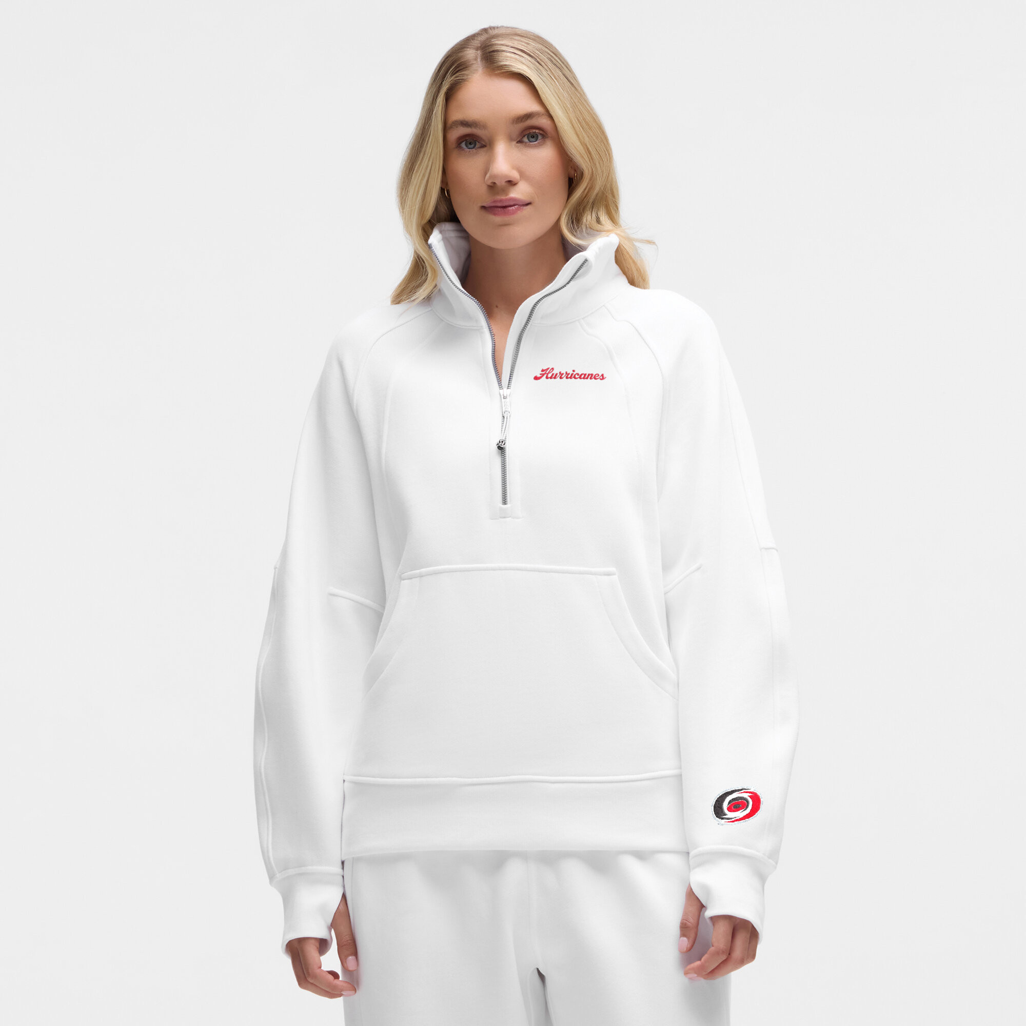 Women's lululemon  White Carolina Hurricanes Long Scuba Oversized Half-Zip Funnel Neck | Fanatics