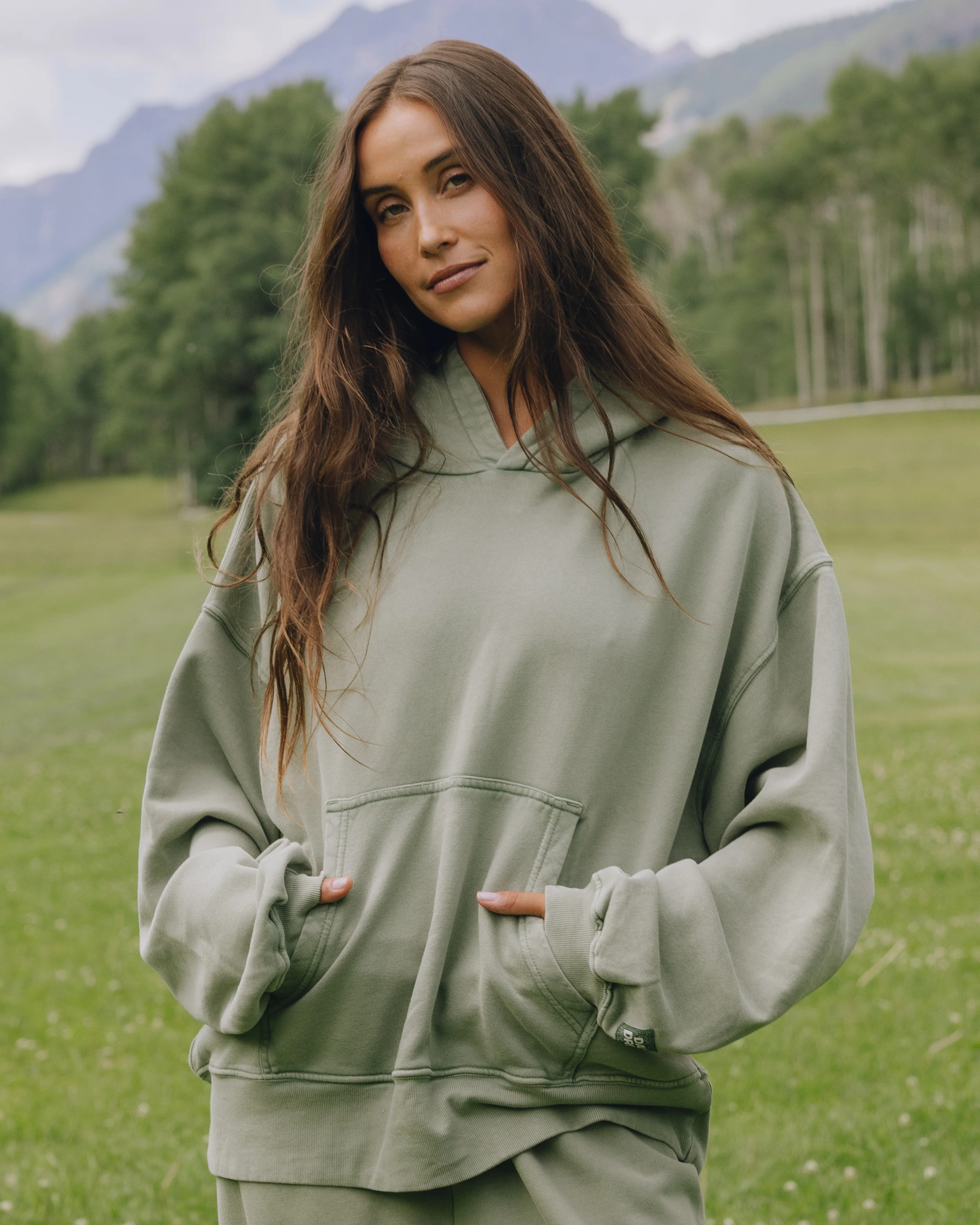 Unisex Oversized Hoodie - Sunbleached DD Green with Bandana Patch | Daily Drills LLC
