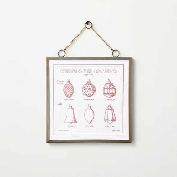 7" x 7" Metal Framed Ornaments Print Wall Art White/Red - Hearth & Hand™ with Magnolia | Target