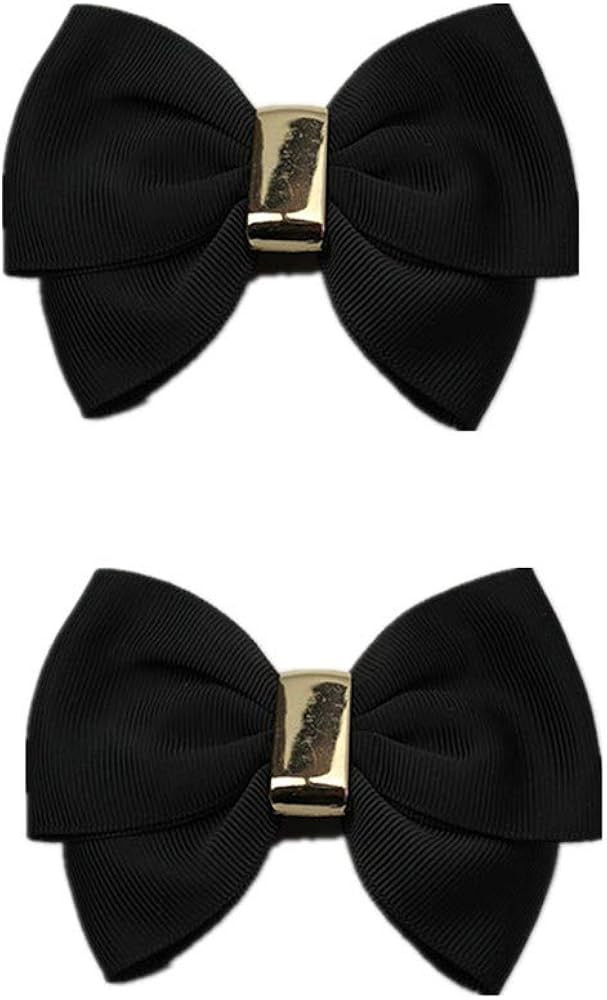 Douqu Fashion Pairs Assorted Color Double Layer Satin Bow Shoe Clips 3.7inch Vintage Style Glamou... | Amazon (US)