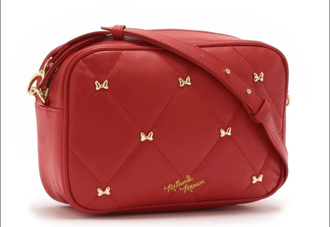 NEW 2022 Disney Parks Quilted MINNIE MOUSE Red Gold Bow Purse Crossbody Bag | Etsy (US)