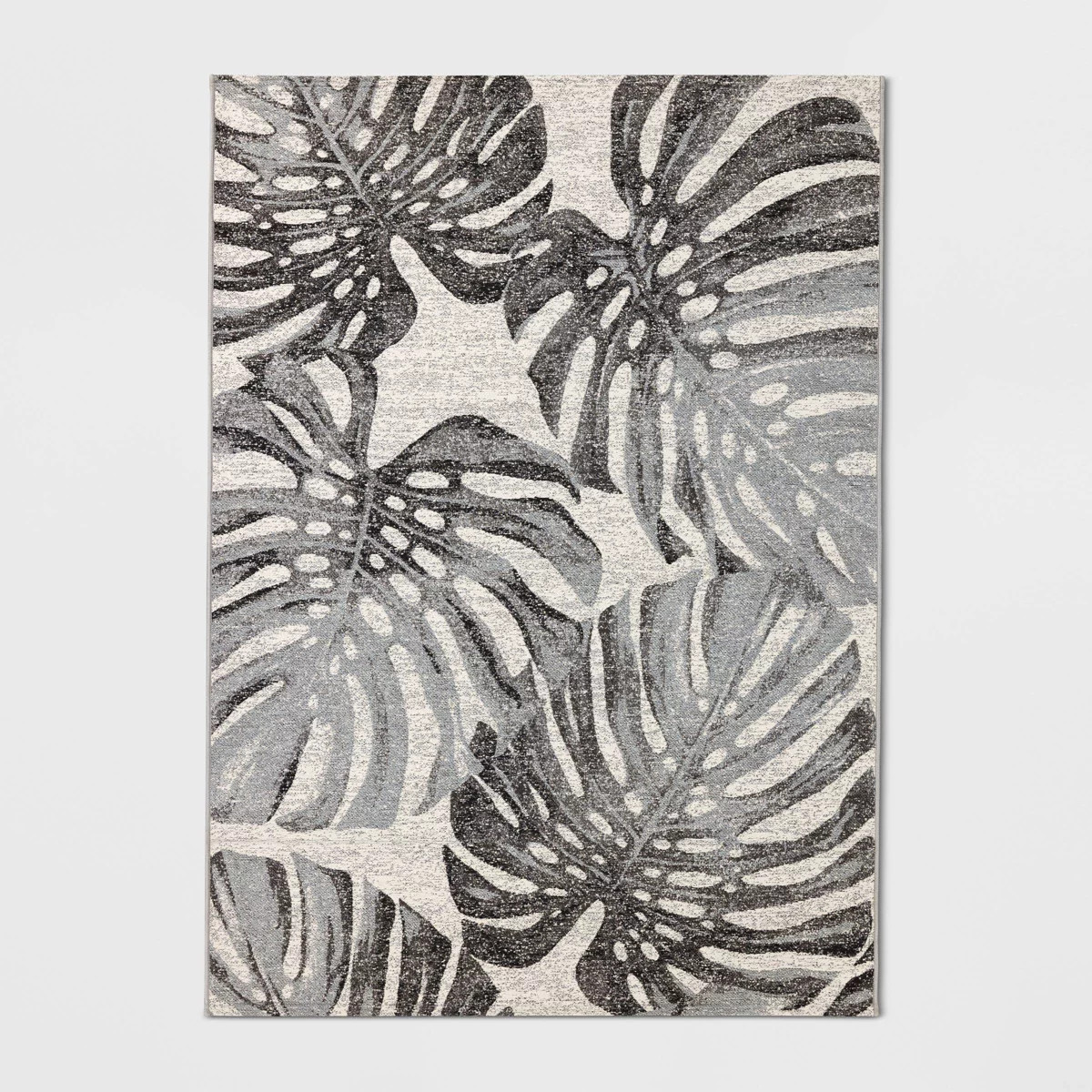 5'x7' Tonal Palm Rectangular Woven Outdoor Area Rug Gray - Threshold™ | Target