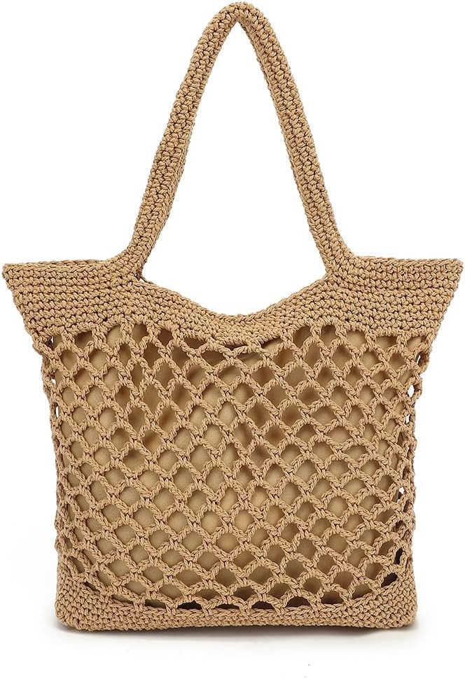 Bycobecy Woven Tote Bag for Women, Summer Beach Bag Large Crochet Shoulder Purse Handbag Boho Kni... | Amazon (US)