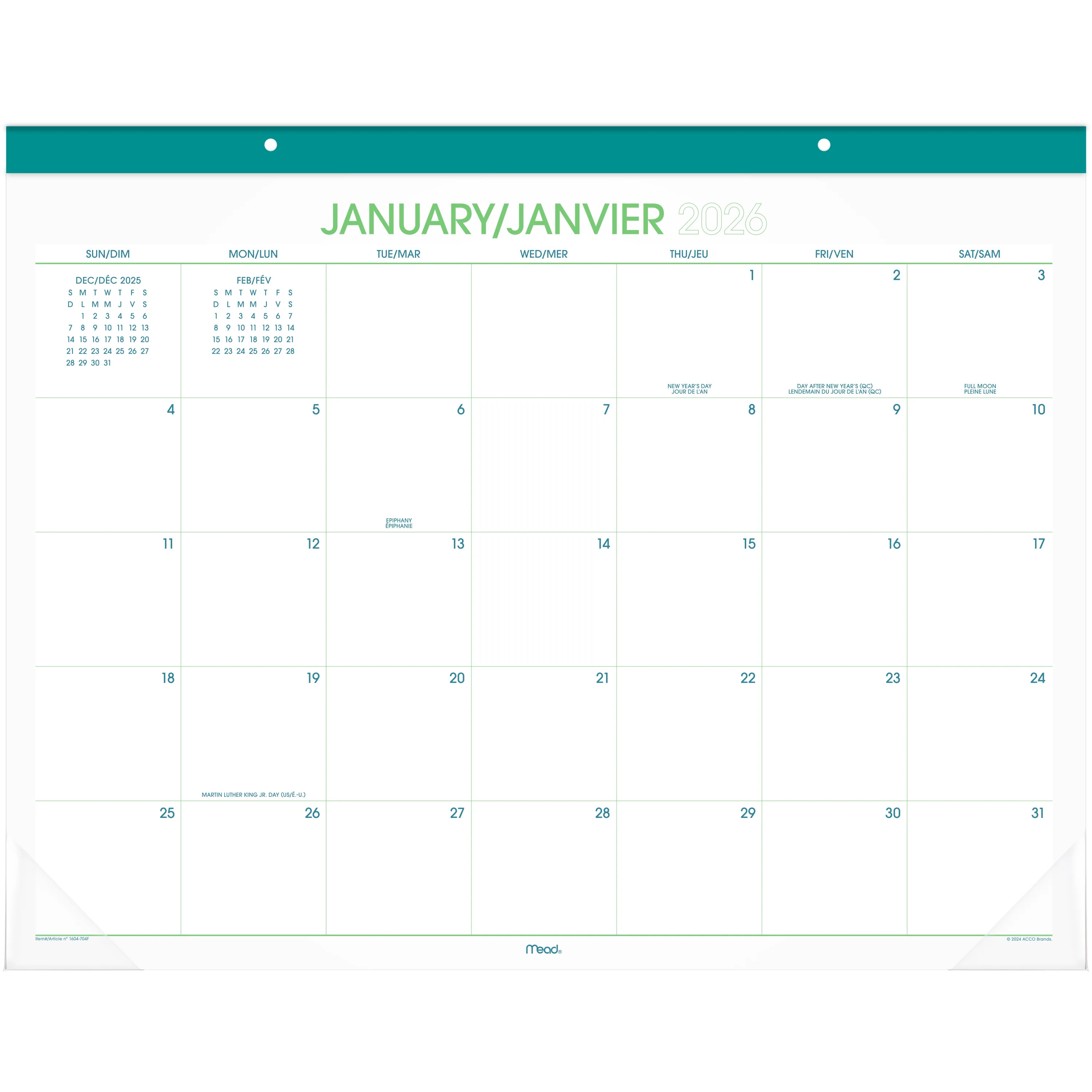 2026 Mead® Colour Pop 15-Month Monthly Desk Pad, Deskpad | Walmart (CA)