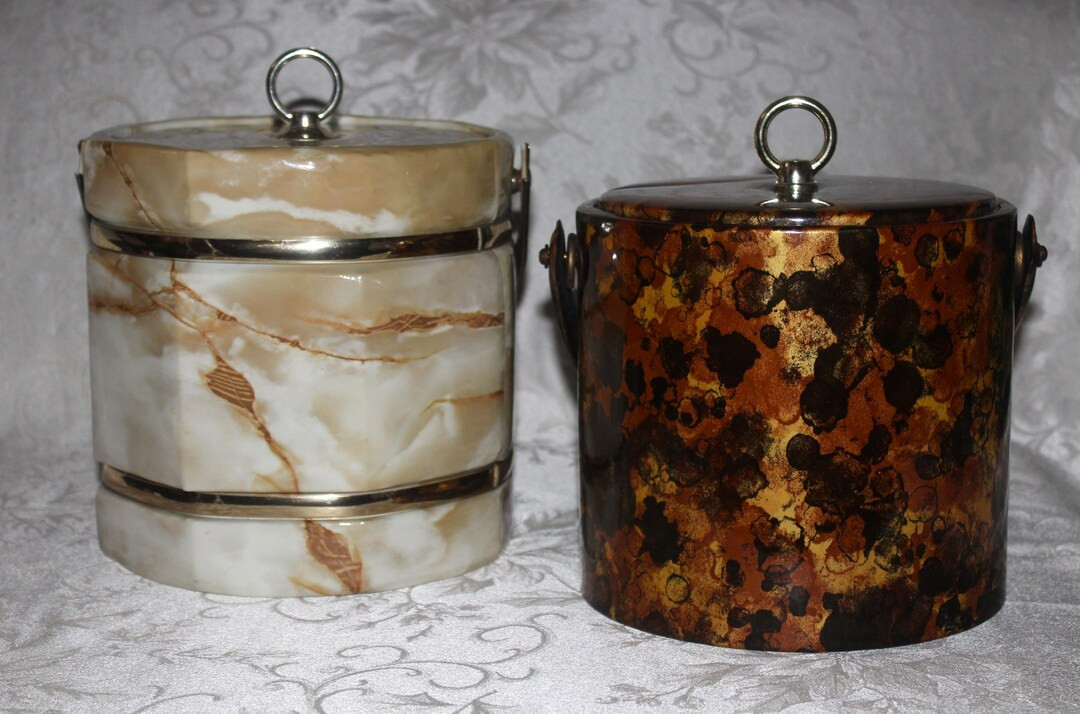 Vintage MCM Ice Buckets | Marbled or Tortoise Shell Mid Century Modern Barware | Octagonal and Ro... | Etsy (US)