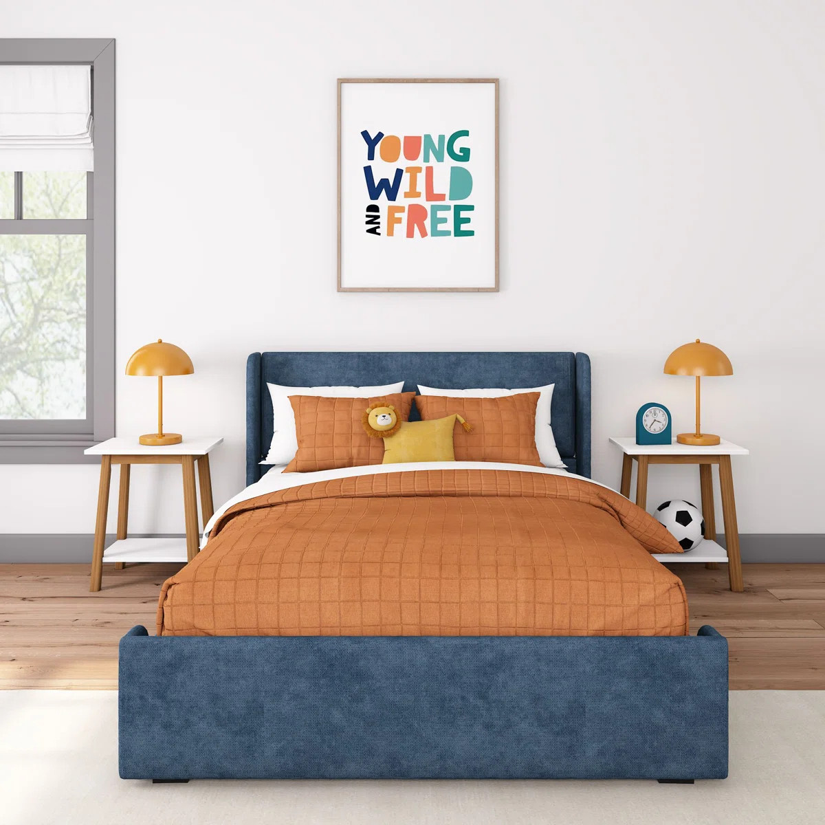 Solid Wood Upholstered Panel Bed with Rectangular Headboard | Wayfair North America