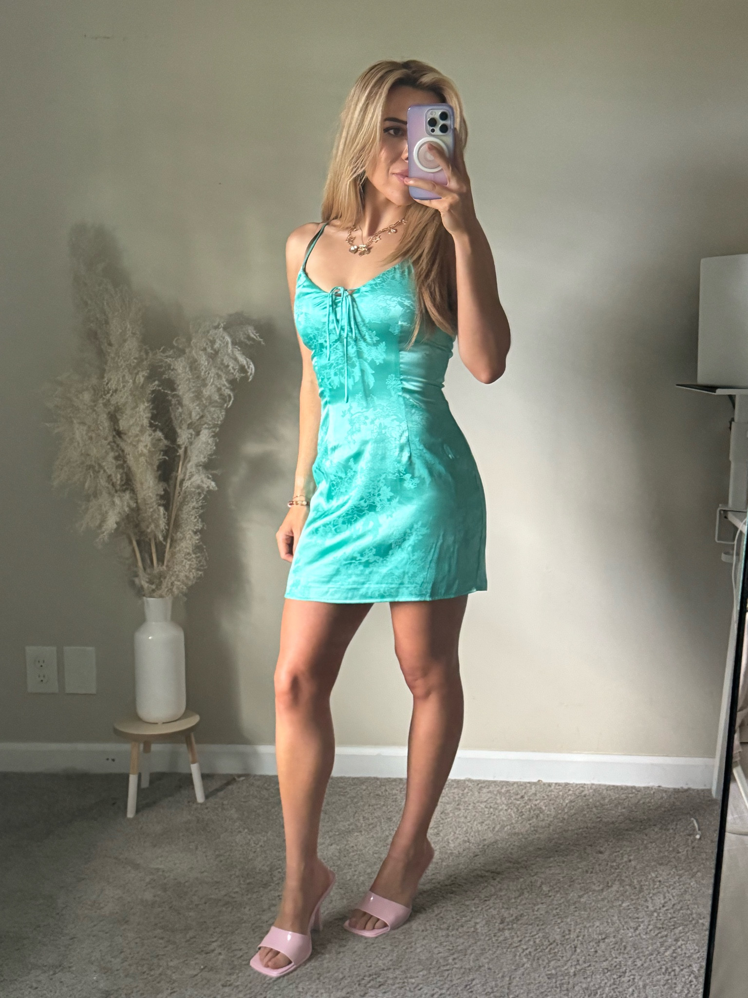 Teal mini dress from revolve in small 

#LTKParties #LTKWedding #LTKFindsUnder100