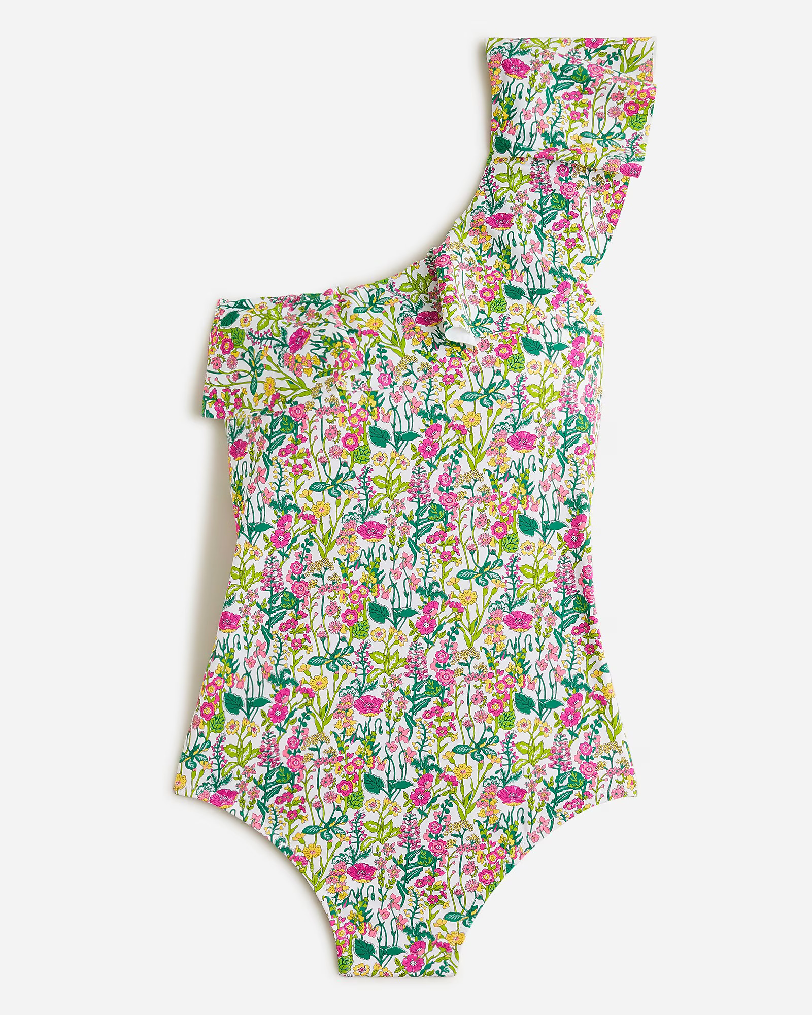Ruffle one-shoulder one-piece swimsuit in Liberty® fabric | J. Crew US