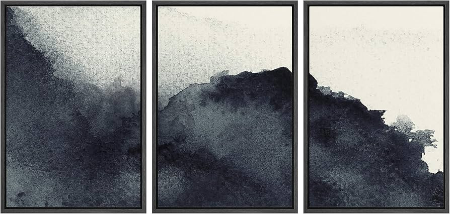 NWT Framed Wall Art Print Set Faded Black Watercolor Dots Abstract Shapes Illustrations Modern Ar... | Amazon (US)