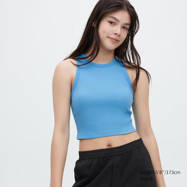 Ribbed Racer Back Cropped Tank Top | UNIQLO (US)