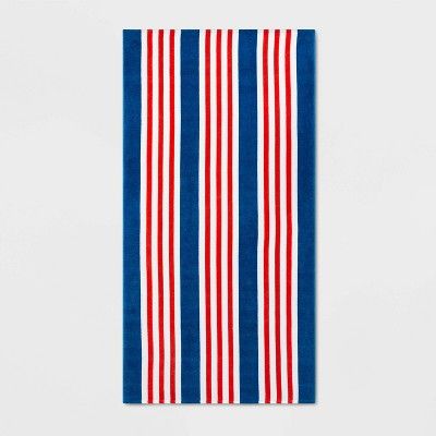 Striped Beach Towel Red - Sun Squad™ | Target