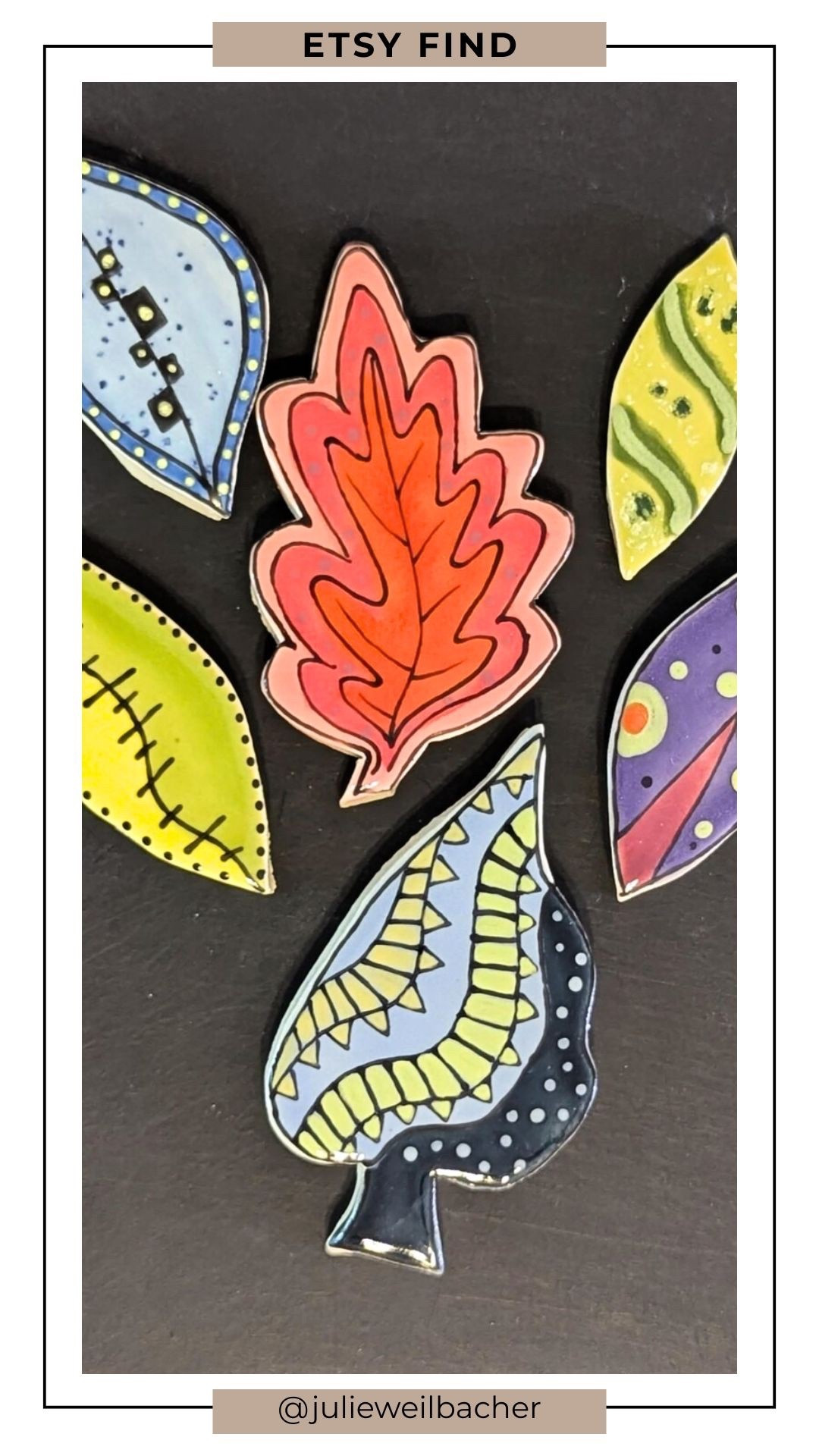 Abstract vibes that play nice with everything. ✨ This group of handmade ceramic leaves is perfect for mosaic artists, mixed-media makers, or anyone looking to add a bold pop to home decor, backsplash accents, garden art, or DIY projects. Whether it’s a centerpiece accent, a stepping-stone highlight, or a creative touch in your next craft, these tiles bring artistic energy and warm character into your work and space.

For mosaic tips, tutorials, inspiration, and so much more please visit my YouTube channel: YouTube.com/julieweilbacher. Follow @julieweilbacher on Instagram for all things mosaic art.

#homedecorideas #craftsupplies #mosaicart #mixedmediaart #leaves #creativeprojects #abstractart #etsy #ceramictiles #artdecor #diyprojects #colorpop #uniquedecor

#LTKHome #LTKFindsUnder50