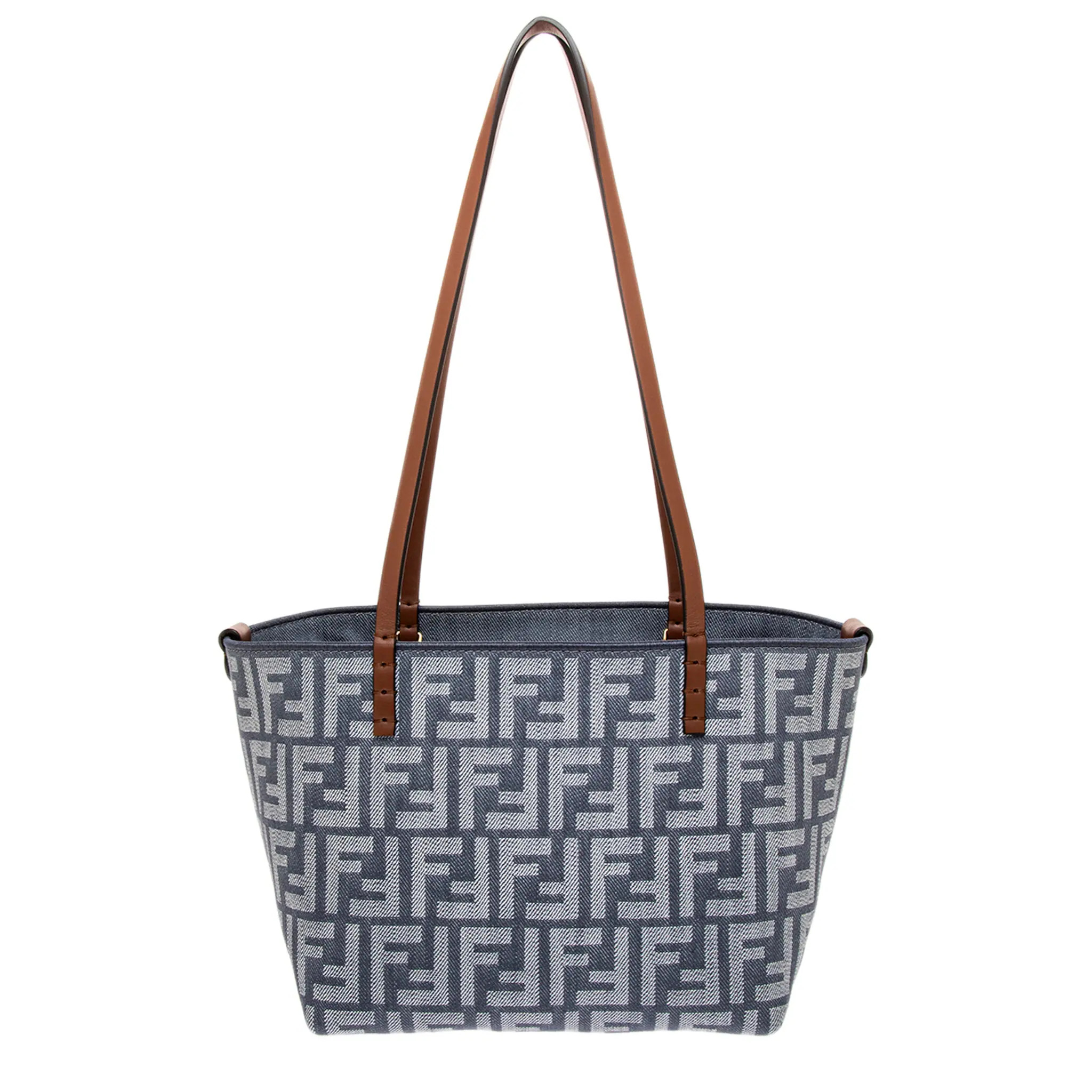 Fendi Reversible Small Roll Shopper - Denim Blue | Overstock