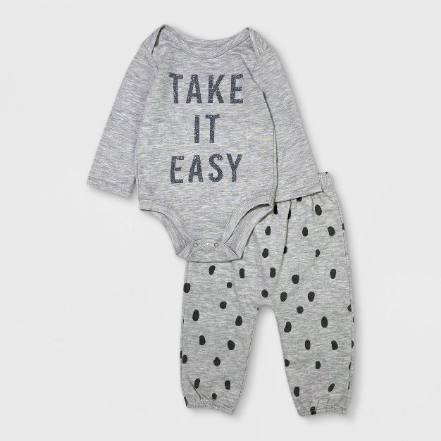 Grayson Mini Baby 2pc 'Take It Easy' Top & Bottom Set - Gray | Target