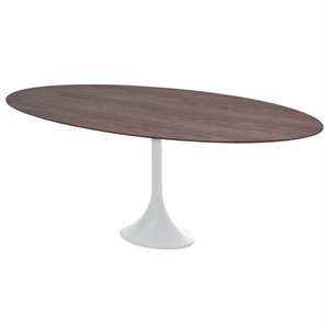 Nuevo Echo Oval Dining Table in Matte White and Walnut | Cymax