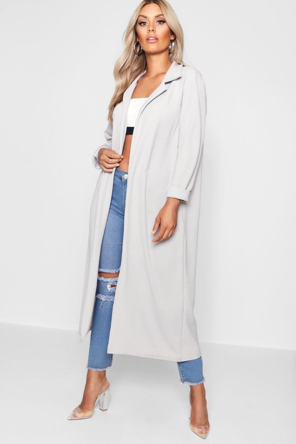 Plus Crepe Longline Duster | Boohoo.com (US & CA)